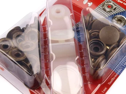 Gombíky stláčacie s krúžkom Ø15 mm na hrubé látky